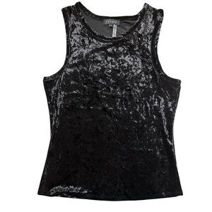 1.STATE Crushed-Velvet Tank NWT – Black Sleeveless Party Top, Size M